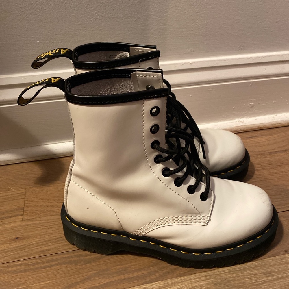 Dr. Martens 1460 White Smooth Leather Platform Boots